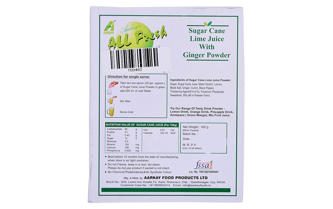 Jagdish Foods Sugar Cane Lime Juice with ginger powder   Pack  100 grams